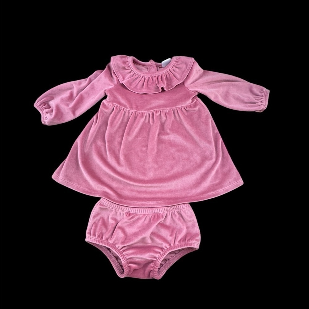 Nordstrom Baby Girl Pink Velour Dress sz 9m (k212